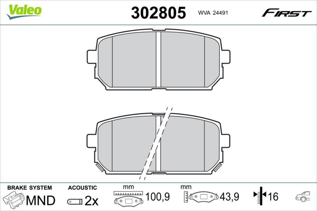 Jogo de 4 pastilhas de travão VALEO ref. 302805